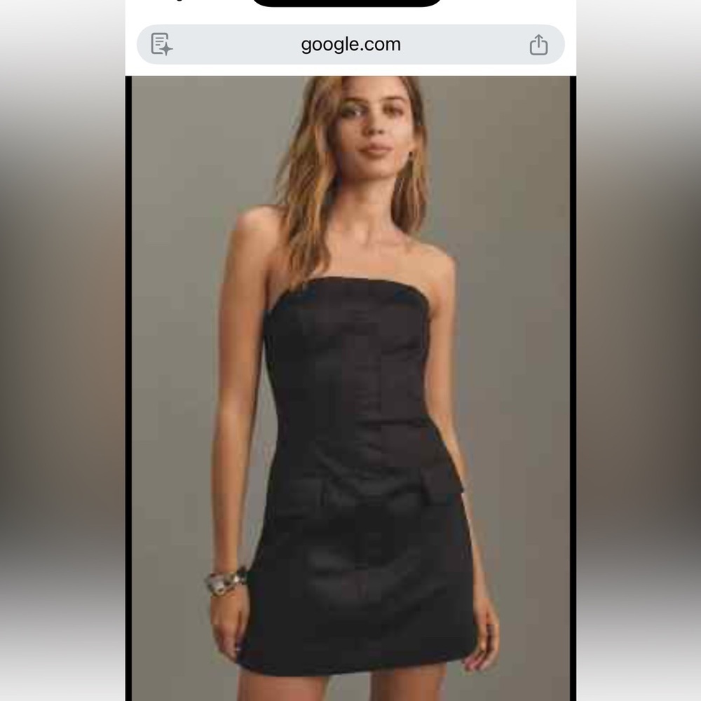 NWT Maeve Strapless Poplin Blazer Black Mini Dress women’s small